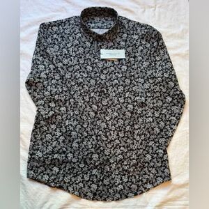 Perry Ellis Black and White Floral Shirt